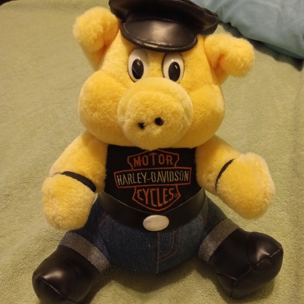 1993 Vintage Harley Davidson Stuff Animal Hog Motorcycle Biker 10" Plush